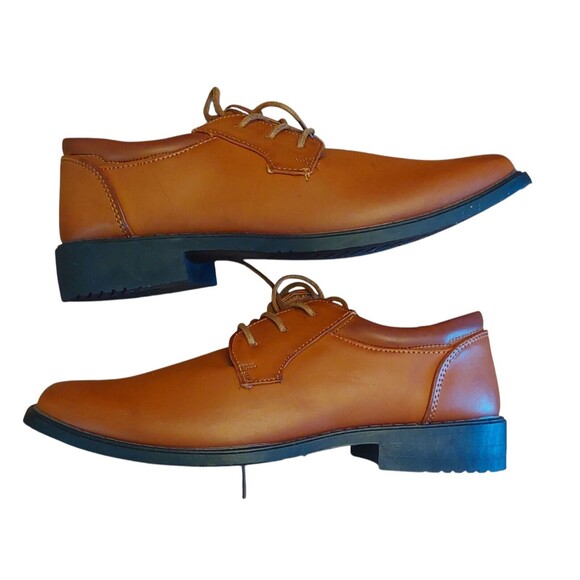 Owsor Boys Dress Shoes Brown Square Toe Tie Sz 3 Church Wedding Gently Used - Picture 4 of 8